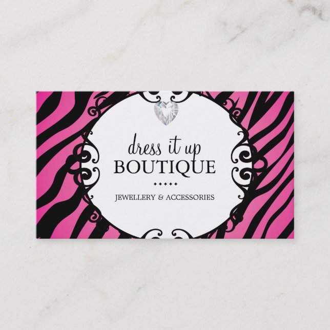 Bold Zebra Print Jewellery Designer Business Card (Front)