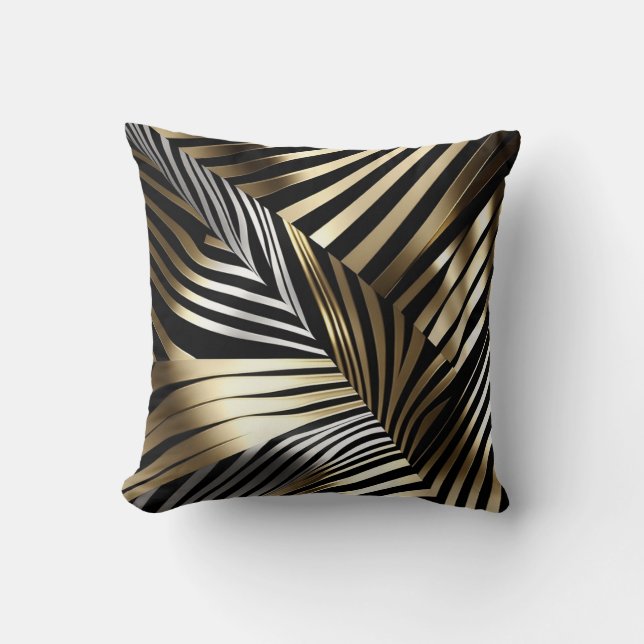 Bold zebra stripes in metallics cushion (Front)