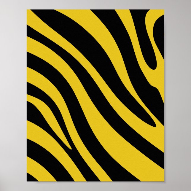Bold Zebra Stripes in Yellow and Black Poster (Front)