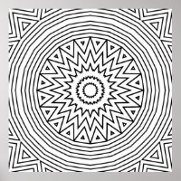 Bold Zigzag Starburst Mandala Colouring Pattern