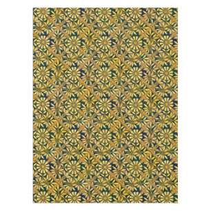 Bold Zinnia on a trellis in mustard yellow Tablecloth