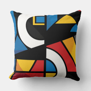 Boldly Coloured Geometric Cubist Abstract Cushion