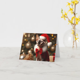 Boldog Karácsonyt Elf Sphynx Cat Custom Christmas  Card