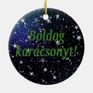 Boldog karácsonyt! Merry Christmas in Hungarian gf Ceramic Tree Decoration