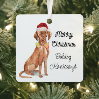 Boldog Karácsonyt Vizsla Metal Tree Decoration