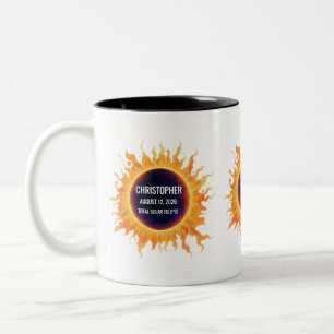 BoldWatercolor Total Solar Eclipse 2026 Name Two-Tone Coffee Mug