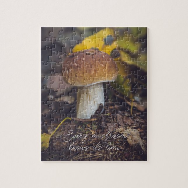 Bolete mushroom with yellow leaves jigsaw puzzle (Vertical)