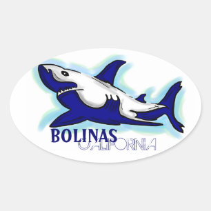 Bolinas California blue shark theme stickers
