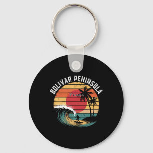 Bolivar Peninsula Texas Beach Surfing Key Ring