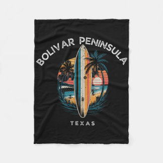 Bolivar Peninsula Texas Men Women Surfing  Fleece Blanket