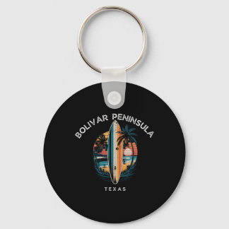 Bolivar Peninsula Texas Men Women Surfing  Key Ring