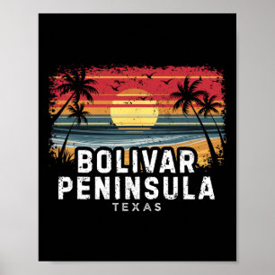 Bolivar Peninsula Texas Surfboard Beach Poster
