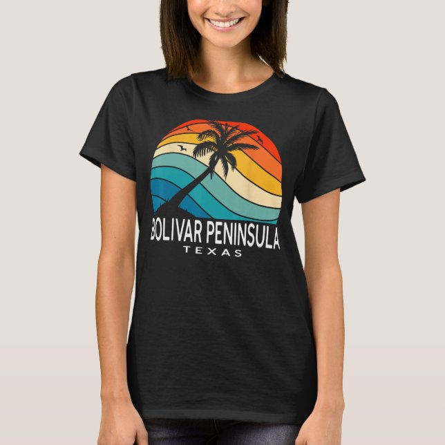 Bolivar Peninsula Texas Tropical Beach Palm Tree S T-Shirt (Front)