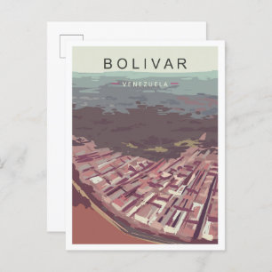 Bolivar Venezuela Art Vintage Travel Illustration Postcard