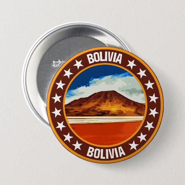 Bolivia                                            7.5 cm round badge (Front & Back)