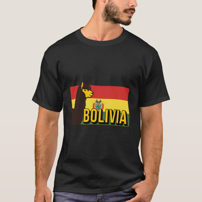 Bolivia Alpaca La Paz Cochabamba Flag Bolivian Cru T-Shirt (Front)