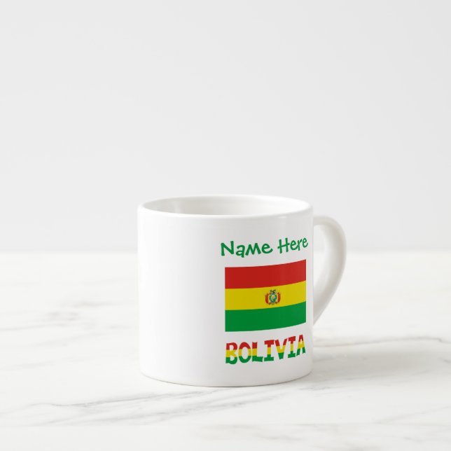 Bolivia and Bolivian Flag Green Personalisation Espresso Cup (Front Right)