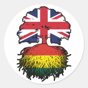 Bolivia Bolivian British UK Tree Roots Flag Classic Round Sticker