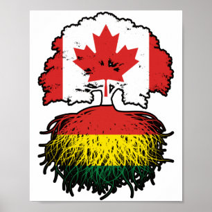 Bolivia Bolivian Canadian Canada Tree Roots Flag Poster