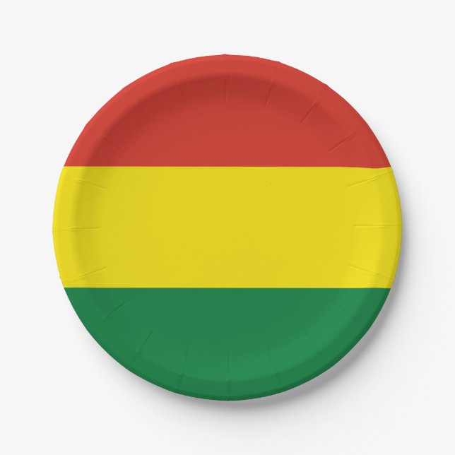 Bolivia (Bolivian) Flag Paper Plate (Front)