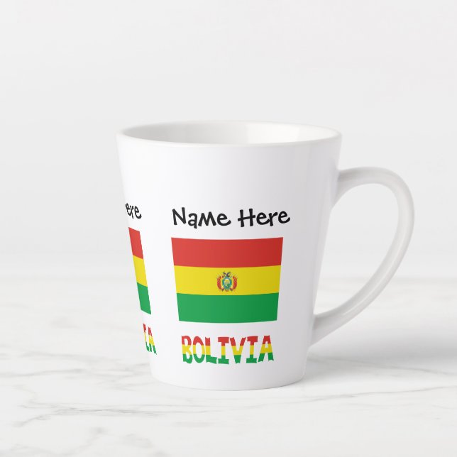 Bolivia Bolivian Flag Personalised  Latte Mug (Right)