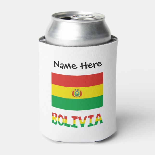 Bolivia Bolivian Flag Personalised Text Can Cooler (Can Front)