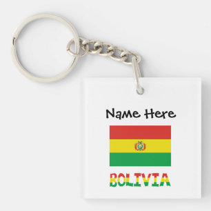 Bolivia Bolivian Flag Personalised Text Key Ring
