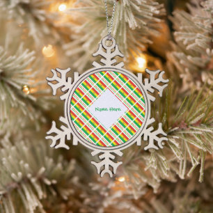 Bolivia Bolivian Flag Tiled Green Personalised Snowflake Pewter Christmas Ornament