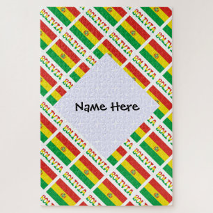 Bolivia Bolivian Flag Tiled Personalised  Jigsaw Puzzle