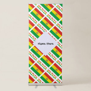 Bolivia Bolivian Flag Tiled Personalised Text Retractable Banner