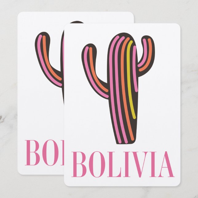 Bolivia cactus travel poster invitation (Front/Back)
