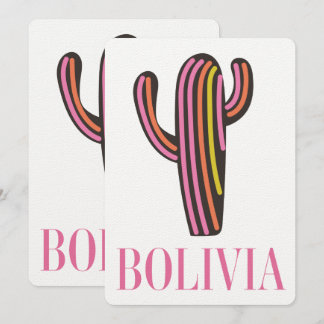 Bolivia cactus travel poster invitation