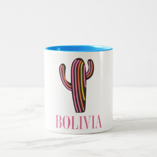 Bolivia cactus travel poster Two-Tone coffee mug