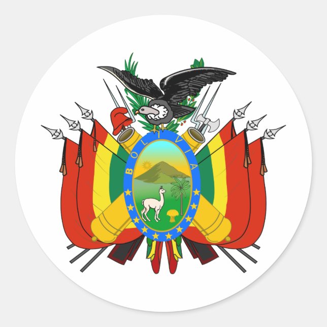 Bolivia Coat Of Arms Classic Round Sticker (Front)