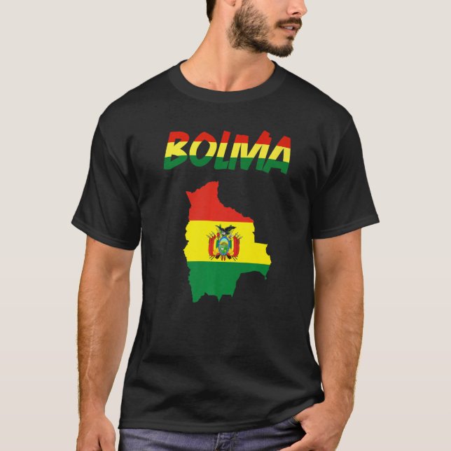 Bolivia Country Map Flag Bolivia Bolivian Flag Sou T-Shirt (Front)