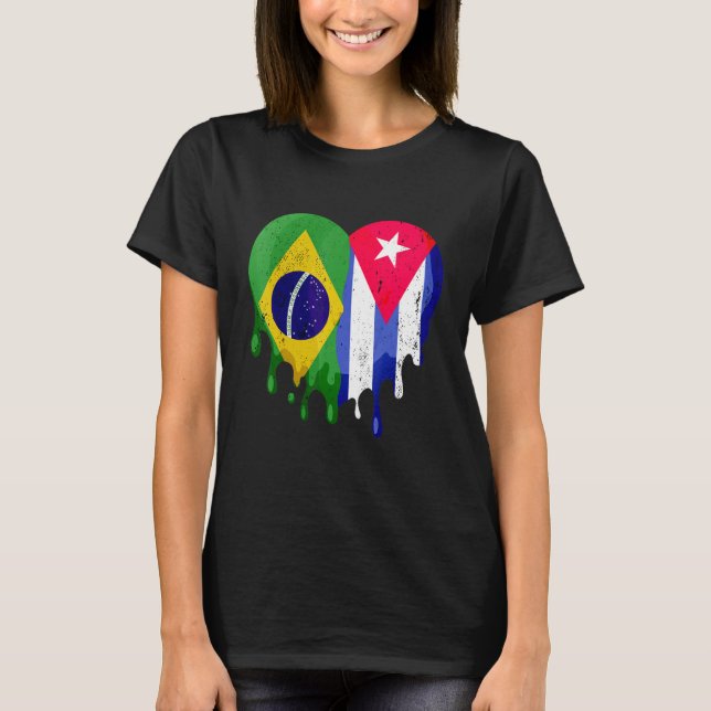 Bolivia Cuba Flag Heart Citizen Grown Patriot Coun T-Shirt (Front)