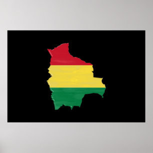 Bolivia flag and map poster