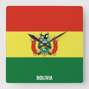 Bolivia Flag Dazzling Patriotic Square Wall Clock