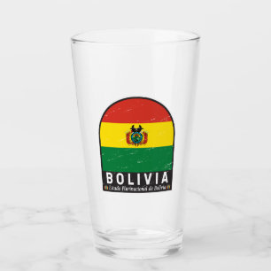 Bolivia Flag Emblem Distressed Vintage Glass