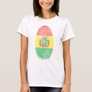 Bolivia Flag Fingerprint It Is In My Dna For Boliv T-Shirt