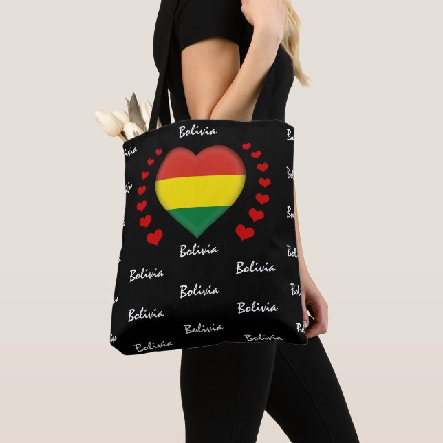 Bolivia Flag & Heart Bolivian Flag fashion /sport Tote Bag (Close Up)