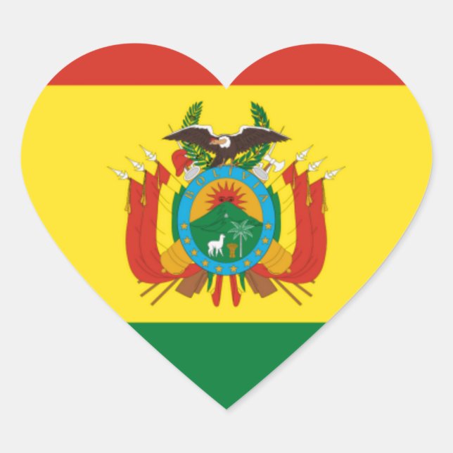 Bolivia Flag Heart Sticker (Front)