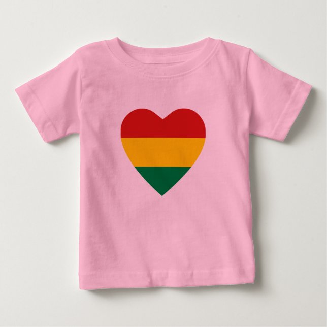 Bolivia Flag Heart T-Shirt (Front)