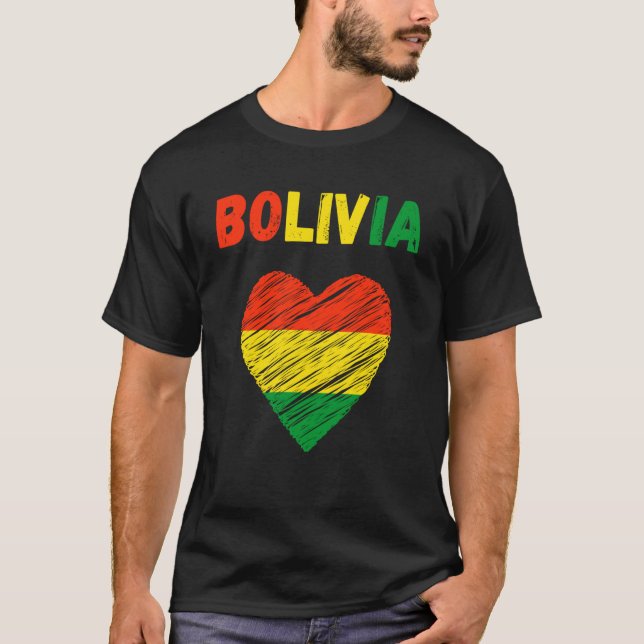 Bolivia Flag Holiday Bolivia Heart Bolivian Flag T-Shirt (Front)