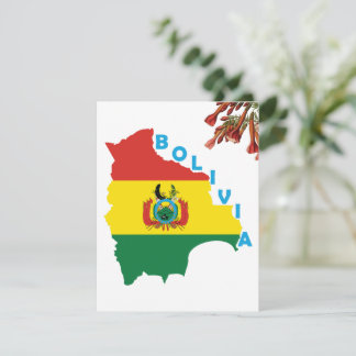 Bolivia Flag In The Country Map Holiday Card