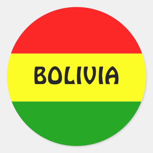 Bolivia flag, labelled. classic round sticker (Front)
