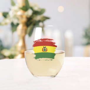 Bolivia flag stemless wine glass