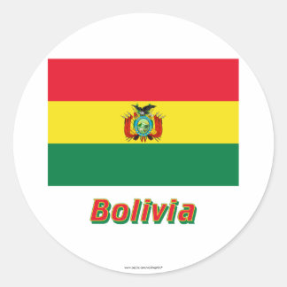 Bolivia Flag with Name Classic Round Sticker