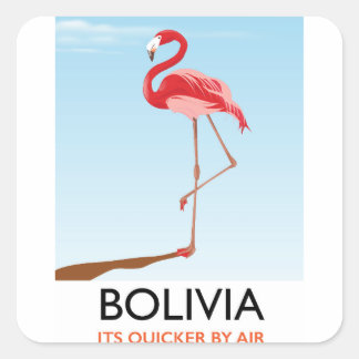 Bolivia Flamingo travel poster Square Sticker