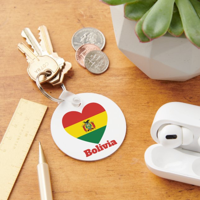 Bolivia Heart Flag Key Ring (Desk)
